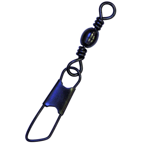 Eagle Claw Black Barrel Swivel with Safety Snap