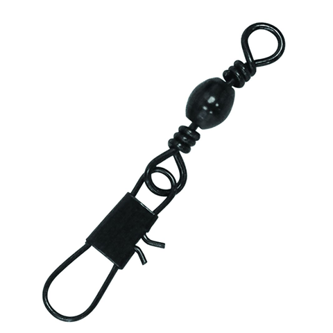 Eagle Claw Assorted Black Barrel Swivel with Interlock Snaps - The