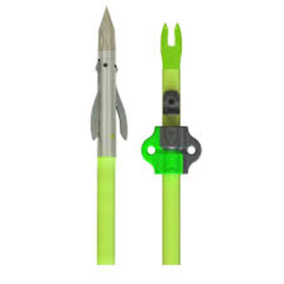 Muzzy Bowfishing Iron 2-Barb Chartreuse Arrow, Nock, Slide
