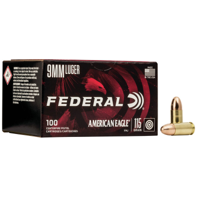 Federal American Eagle 9mm 115 Gr FMJ - 100 Rounds