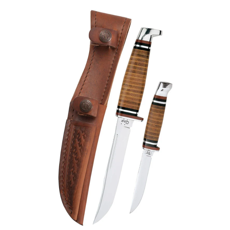 Case Knives Leather hunter Two Knife Set with Sheath