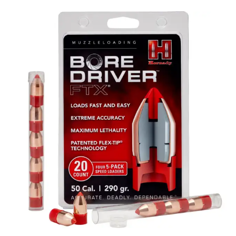 Hornady 50 Cal .499 Bore Driver FTX 290gr Muzzleloader Bullets