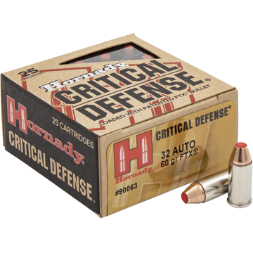 Hornady 32 Auto 60 grain FTX Critical Defense Ammo