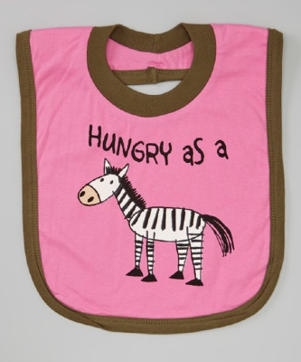 Lazy One Hungry as a Zebra Girl Bib = ON SALE