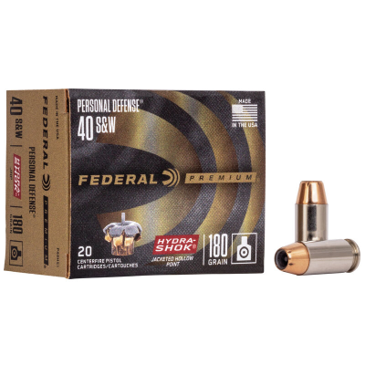 Federal Personal Defense .40 S&W 180 Gr Hydra-Shok JHP