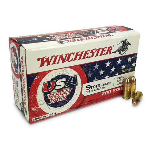 Winchester USA 9mm 115 GR FMJ - 200 Rounds
